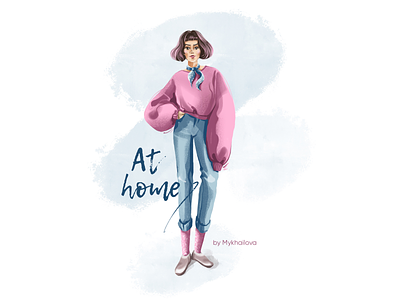 At Home art at home design digital illustration girl graphic design illustration stay at home