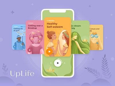 UpLife app application art character creat design digital illustration emotion hero illustration illustration for app psychology