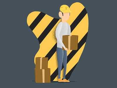 Moving Character Illustration app art boxes branding brushes cartoon clean color design design art detail fun art grain illustration illustrator ios ipad logo moving procreate