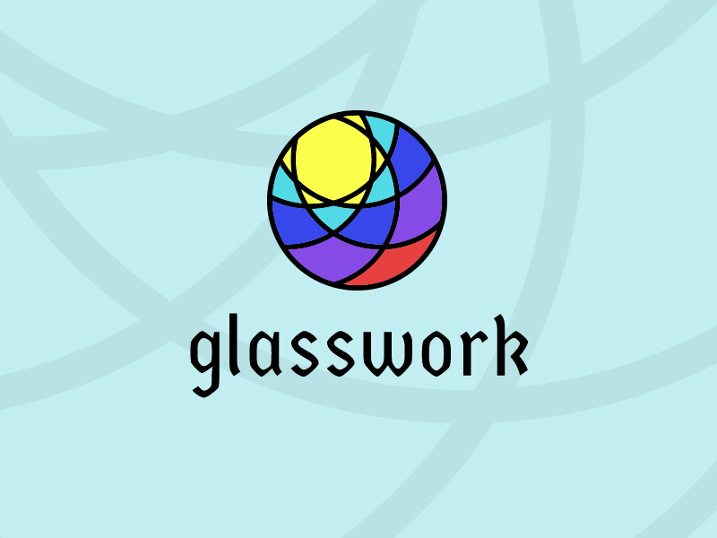 Glasswork Logo blackletter sunshine color stained glass glass branding vector modern minimal illustration circle compass typography logo