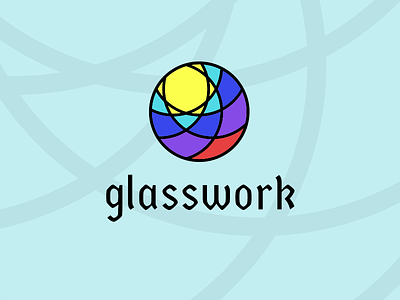 Glasswork Logo blackletter branding circle color compass glass illustration logo minimal modern stained glass sunshine typography vector