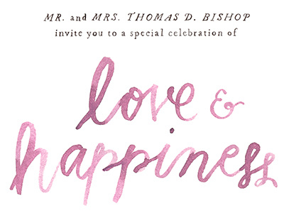 love & happiness gouache hand lettering lettering type typography watercolor wedding wedding invitation