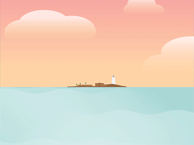 Isla de Flores animation beach faro illustration islam island lighthouse mar playa sea