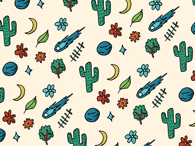 Naturaleza I astro beach cactus cartoon draw drawing flower illustration pattern pattern art