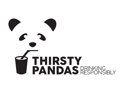 Thirsty Panda Logo black logo panda straw white