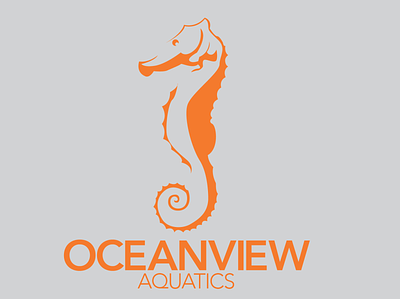 Oceanview Aquatics Logo aquarium logo orange seahorse