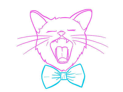 Bubblegum Bowtie Cat bubblegum cat line drawing logo