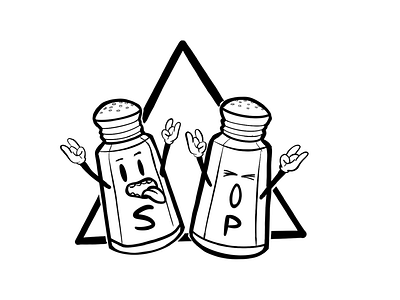 Rocking out with S & P black digital illustration line drawing logo outline salt tattoo white