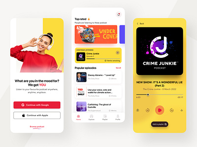 Podcast App Concept design interfacedesign mobile mobiledesign podcast podcastapp ui ux