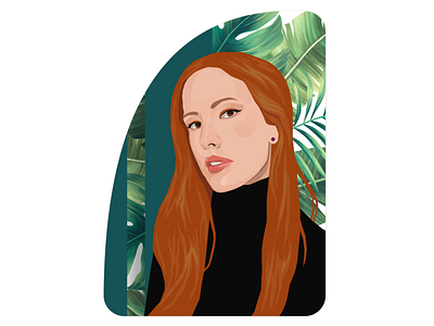 Self-portrait avatar colors girl green illustration leaf portrait redhead sketch sketchapp vector art vector illustration vector portrait