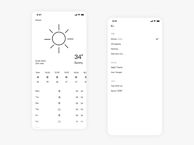 Simple style weather app ui ux 应用 设计