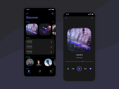 Music player in black theme black theme design ui ux 应用