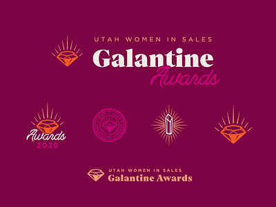Galantine Awards Visual Identity awards brand identity crest diamond glow logo rays utah women wordmark