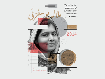 Malala Yousafzai⁣ collage illustration overlay texture