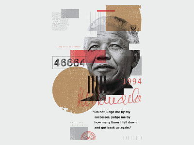 Nelson Mandela⁣ collage illustration overlay texture