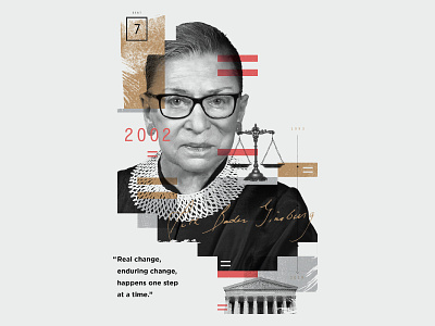 Ruth Bader Ginsburg⁣ collage illustration overlay texture