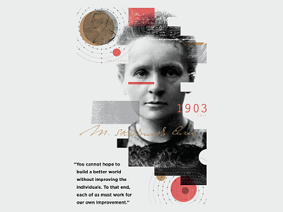 Marie Curie collage illustration overlay texture