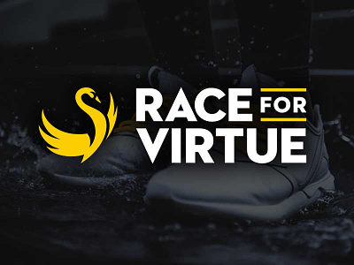 Race for Virtue - Logo black bold logo race running shoes swan virtue yellow