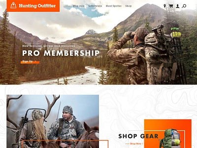 Hunting — Website Layout arrow guns hiking hunting orange outdoor topography ui ux website