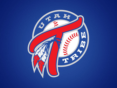 Utah Tribe — Team Crest baseball bat feather indian little league script sports tomahawk tribe utah