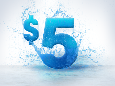 $5 billboard blue number price splash type water