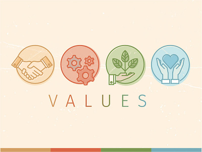 Company Values company gear hand hands hard work heart integrity leaf service stewardship values