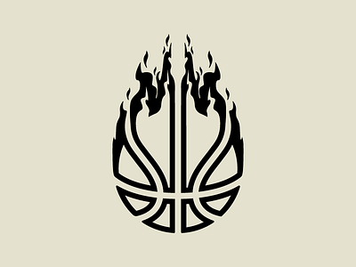 basketball on fire logo