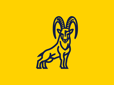 Ibex Construction – Mascot concrete construction crest goat ibex logo ram shield thick line
