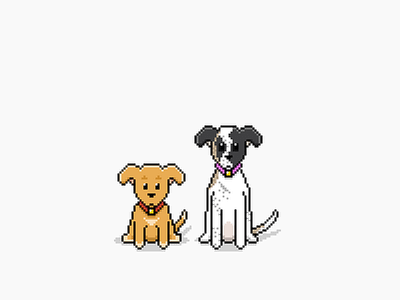 Miso & Momo dogs illustration pixel art