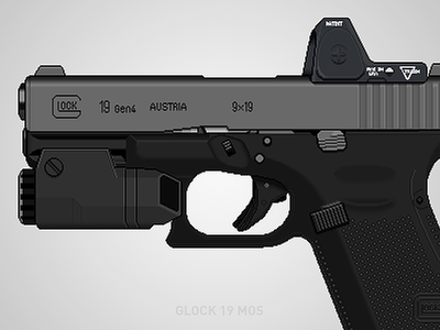 Glock 19 MOS 9mm glock inforce pew pew pew pixel art trijicon