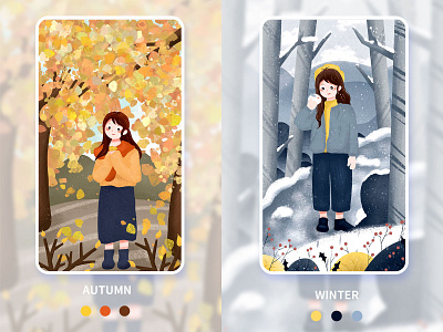 An illustration exercise about the fall and winter seasons illustration seasons winter