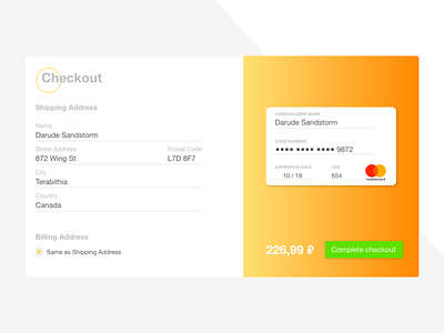 Sandstorm Checkout 002 checkout form color credit card dailyui design ui