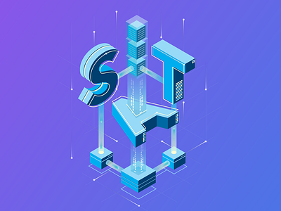 Isometric type design graphic illustration isometric vector web