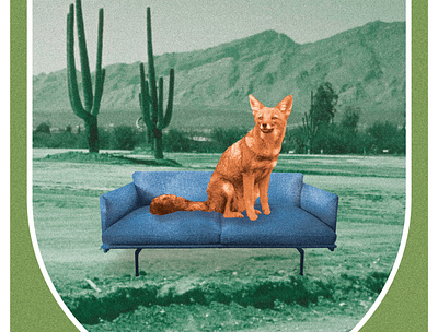 Couchyote cacti cactus collage couch couchsurfing desert futon gig poster mountains tour poster