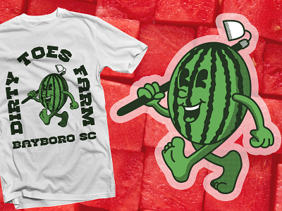 Mr. W.M. character design halfton illustration shirt watermelon