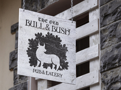WIP | Bull & Bush sign btid bull bush mockup ohno pub sign wood
