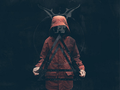 The Occult demon disturbing halloween hood horns occult red stars triangles weird