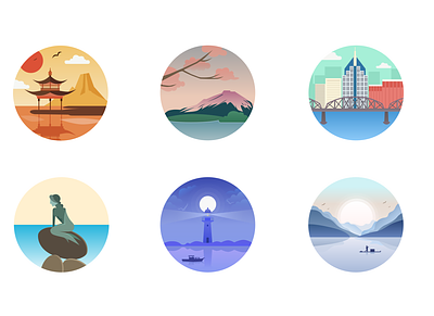 Landmarks Flat Illustrations branding chinese culture figma icon illustration logo web