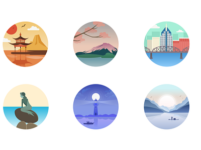 Landmarks Flat Illustrations