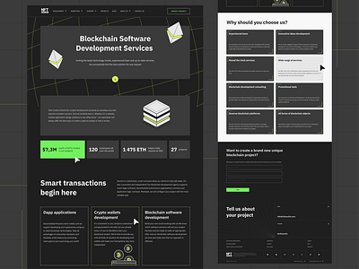 Blockchain website page for development and marketing company