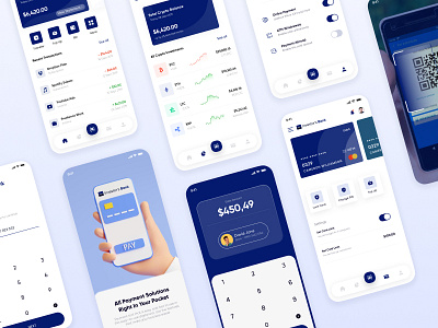 Investors Bank App app bank bank app blue cards crypto finance fintech money ui ui design