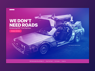 Time Machine Landing Page delorean landing page sketch time machine website