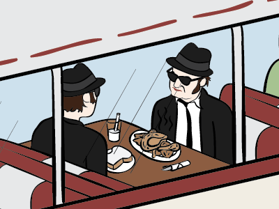 Name the movie ... cartoon comic diner illustration movie