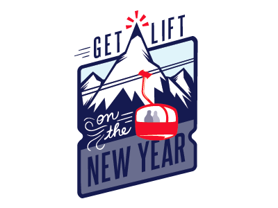 Wellness campaign gondola minimalist mountains new year poster ski ski lift skiing snow