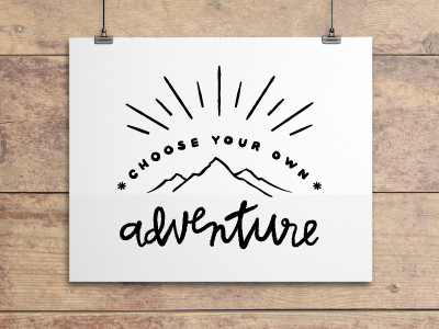 Choose your own adventure. adventure brand colorado logo mountains outdoors rustic simple starburst