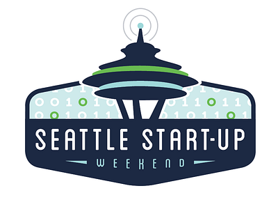 Start-up Weekend Logo binary code logo seattle space needle start up tech technology