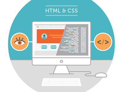 HTML + CSS Illustration browser code coding computer css html illustration javascript tech