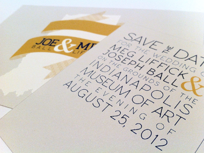 Save the Date ampersand golden indiana indy invitation invite navy save the date wedding wedding invite yellow