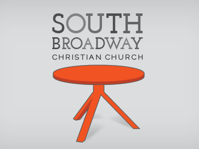 Welcome to our table. christian church logo city denver orange red slab serif table urban