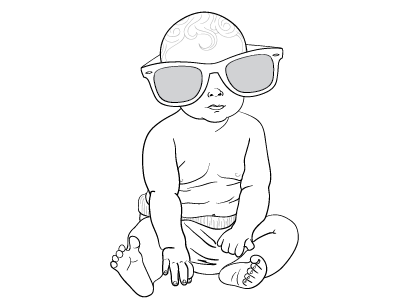 Baby being awesome baby child diapers hipster illustration kid line drawing sunglasses toddler